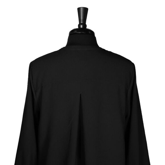 J. Crew Women's Blouse Black V-Neck Crepe Drapey Long Sleeve Pullover Top Medium - Picture 7 of 9